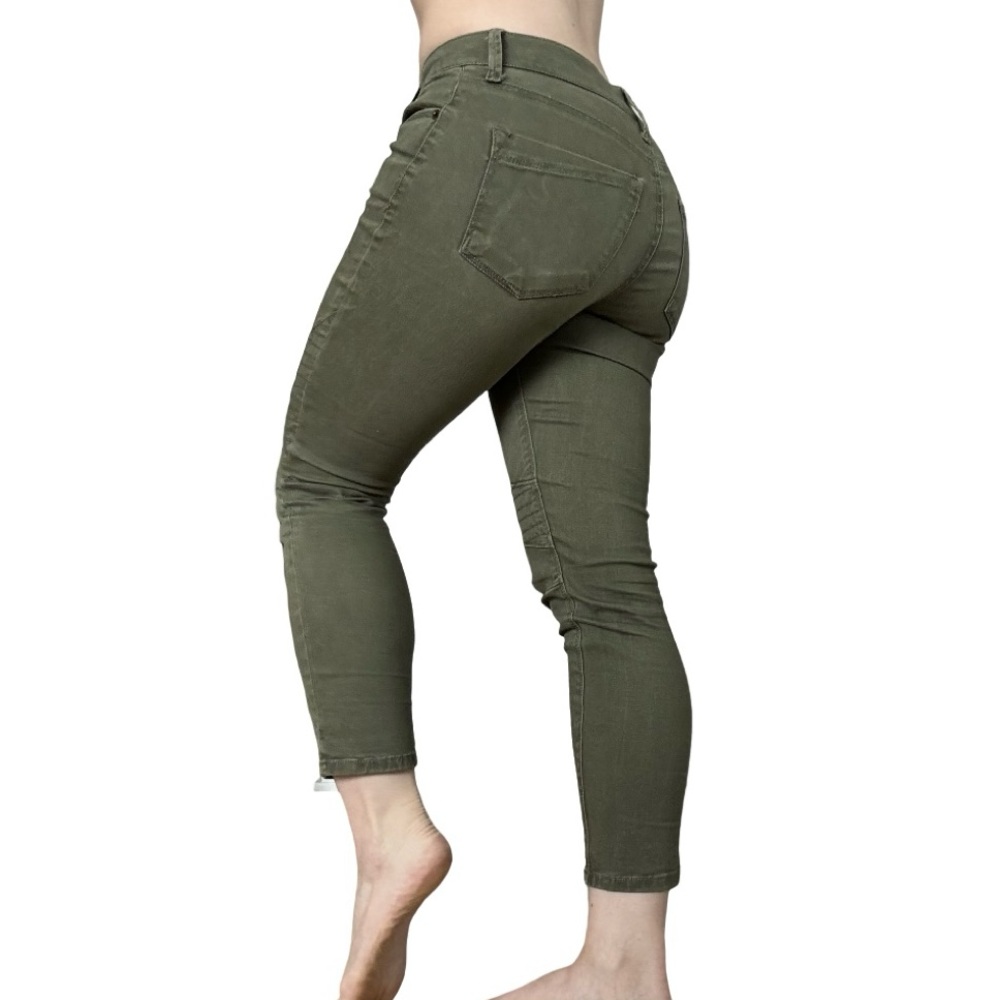 Express olive green moto crop jeggings Bella Swan gorpcore utility safari biker